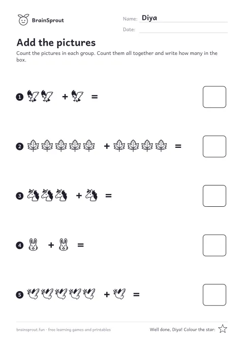 Example of the Maths Market worksheet