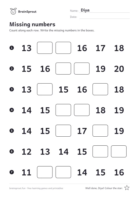 Example of the Numbers to 100 worksheet